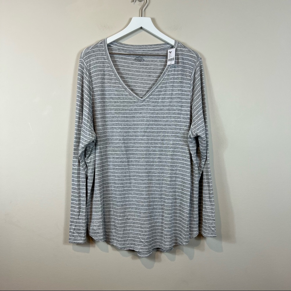 Lane Bryant Silver Metallic Gray Striped Top 18/20 NWT